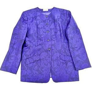 Pendleton Wool Patterned Flower Button Down Formal Blazer Purple Size 14/16
